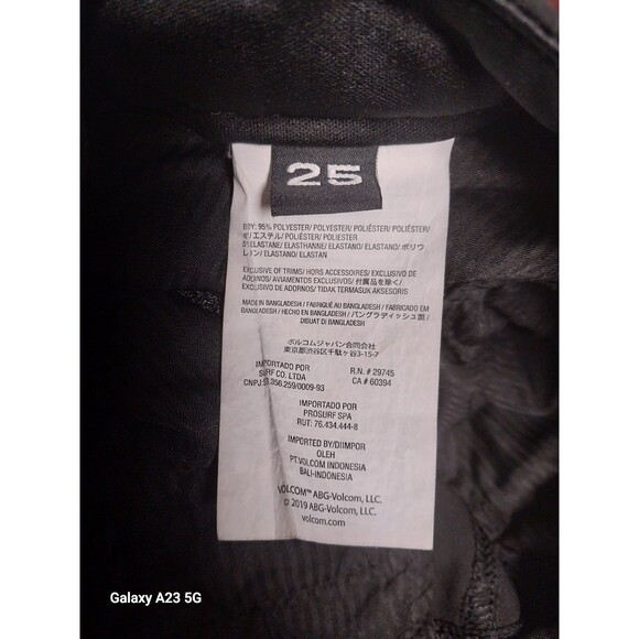 Volcom Shorts Surf & Turf 4 Way Stretch Chino Men's 25 Black Quick Dry Stretch - Picture 4 of 4